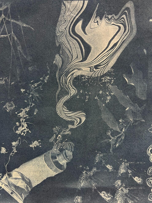 Close up before washing out ink